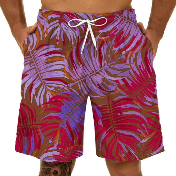 Sopiago Swim Trunks Men Men's African Animal Swim Trunks Quick Dry Swim Shorts Print Beach Board Shorts Swimwear Red,4XL