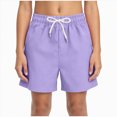 thumbnail image 1 of Sopiago Swim Trunks with Mesh Lining, Pockets, Drawstring Closure Purple,13-14 Years, 1 of 5