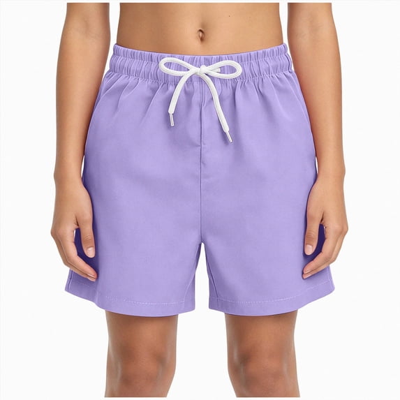 Sopiago Swim Trunks with Mesh Lining, Pockets, Drawstring Closure Purple,13-14 Years
