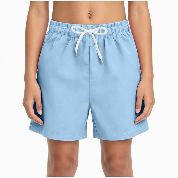 Sopiago Swim Trunks with Mesh Lining, Pockets, Drawstring Closure Sky Blue,7-8 Years
