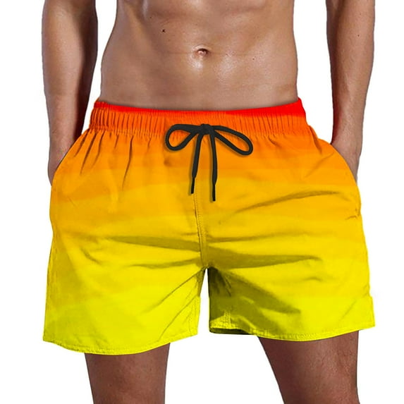 Sopiago Cartoon Mens Swimtrunks Men's Cartoon Fishing Lure Swim Trunks Quick Dry Swim Shorts Fashion Beach Board Shorts Swimwear Yellow,M