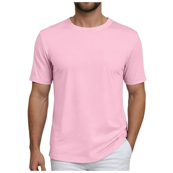 Sopiago T Shirts for Man Short Sleeve Soft Crew Neck Lightweight Tee Shirts Casual Summer Basic Tops Pink,XL