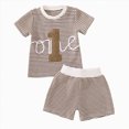 thumbnail image 1 of Sopiago Toddler Baby Boy Clothes 12 18 24 Month 2T 3T Summer Outfit Sleeveless Vests Shirts Shorts Set Baby Boys' Clothing Sets Brown,12-18M, 1 of 6