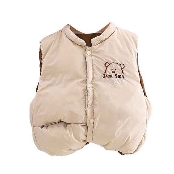 Sopiago Toddler Baby Boy Girl Winter Vest Warm Lightweight Outerwear Kids Puffer Vest for Girls Boys Cute Sleeveless Jacket White,5-6 Years