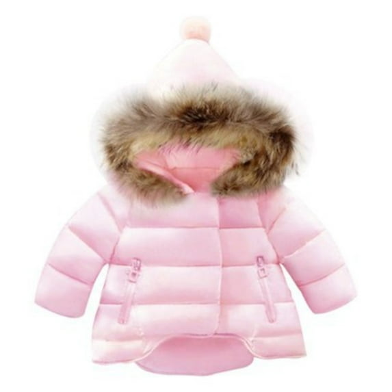 Sopiago Toddler Baby Boys Girls Down Jacket Toddler Winter Warm Puffer Down Coat Kids Cotton Hooded Snowsuit Pink,5-6 Years