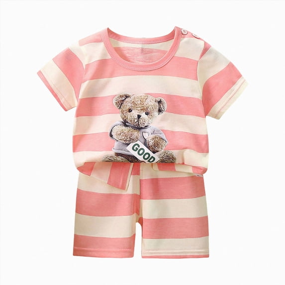 Sopiago Toddler Baby Boys Summer Clothes 3 6 12 18 24 Months 2T 3T 4T 5T Boys Outfits Sleeveless Cartoon Shark Print Tank Tops & Shorts Sets Cotton (Pink,18-24 Months)