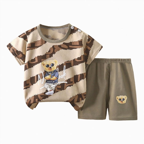 Sopiago Toddler Baby Boys Summer Clothes 3 6 12 18 24 Months 2T 3T 4T 5T Boys Outfits Sleeveless Dinosaur Print Tank Tops Striped Shorts Set Grey,6-12 Months