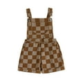 thumbnail image 1 of Sopiago Toddler Baby Girl Sunflower Print Overalls Shorts with Pocket Suspender Trousers Toddler Jumpsuit Girl Cute Summer Clothing Outfit (Brown,2-3 Years), 1 of 6