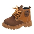 thumbnail image 1 of Sopiago Toddler Boot Boys Girls Side Zipper Lace Up Work Boots Combat Ankle Boots for Girls Brown (Toddler/Little Kid),12, 1 of 5