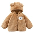 thumbnail image 1 of Sopiago Toddler Boy Girl Fleece Jacket Warm Clothes Zip-up Lightweight Jacket for Baby Boy Girl Hooded Sweatshirt Outwear Khaki,3-4 Years, 1 of 7