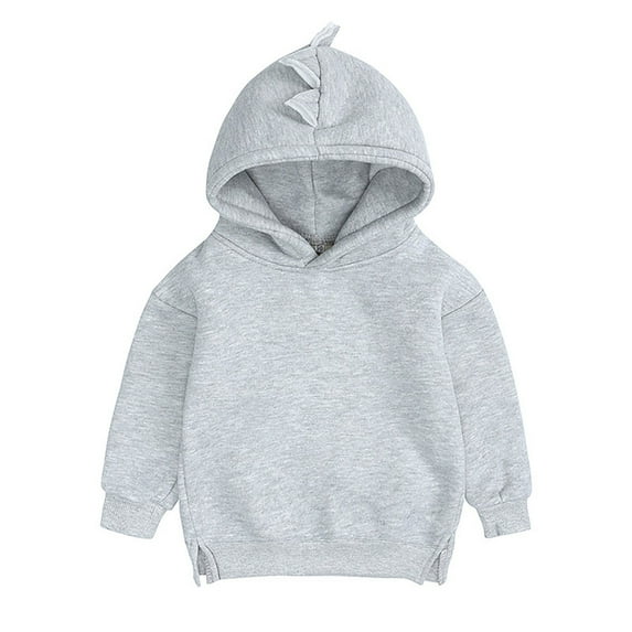 Sopiago Toddler Boy Hoodies Fleece Pullover Hooded Sweatshirt Long Sleeve Warm Tops for Kids Light Gray,18-24 Months