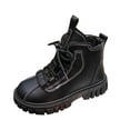thumbnail image 1 of Sopiago Toddler Boy Work Boots Kids Unisex Lace Up Outdoor Autumn Winter Shoes Hiking Water Resistant Ankle Boots for Girls Black,2, 1 of 7
