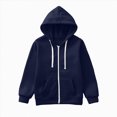thumbnail image 1 of Sopiago Toddler Boys Girls Cute Coat Sweatshirt Color Solid Zip Up Long Hoodie Top Sleeve Up Fall Winter Dark Blue,10-11 Years, 1 of 5
