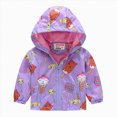 thumbnail image 1 of Sopiago Toddler Boys Girls Zip Up Jacket Cartoon Print Hooded Lightweight Kids Baby Coats Windbreaker Outdoor Cute Clothes（Brown,2-3 Years）, 1 of 4