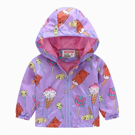 Sopiago Toddler Boys Girls Zip Up Jacket Cartoon Print Hooded Lightweight Kids Baby Coats Windbreaker Outdoor Cute Clothes(Brown,2-3 Years)