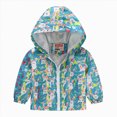 thumbnail image 1 of Sopiago Toddler Boys Girls Zip Up Jacket Cartoon Print Hooded Lightweight Kids Baby Coats Windbreaker Outdoor Cute Clothes（Green,12-18 Months）, 1 of 4