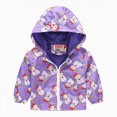 thumbnail image 1 of Sopiago Toddler Boys Girls Zip Up Jacket Cartoon Print Hooded Lightweight Kids Baby Coats Windbreaker Outdoor Cute Clothes（Purple,2-3 Years）, 1 of 4