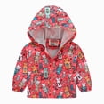 thumbnail image 1 of Sopiago Toddler Boys Girls Zip Up Jacket Cartoon Print Hooded Lightweight Kids Baby Coats Windbreaker Outdoor Cute Clothes（Red,12-18 Months）, 1 of 4