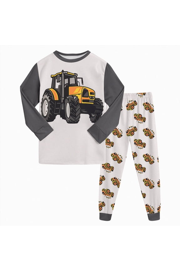 Toddler Boys Pajamas Monster Truck Cotton Kids Dinosaur 2 Piece Planets Pjs Sleepwear Clothes Sets for Fall and Winter Toddler Outfits Grey,7-8 Years