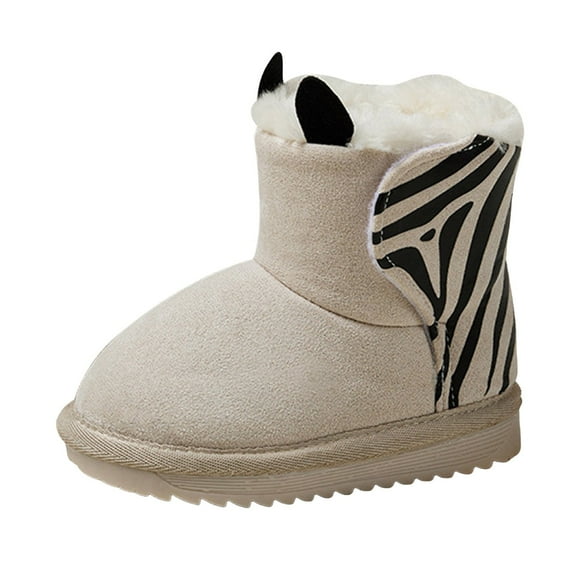 Sopiago Toddler Boys Snow Boots Cold Weather Baby Fur Toddler Winter Shoes Girls Grey,10