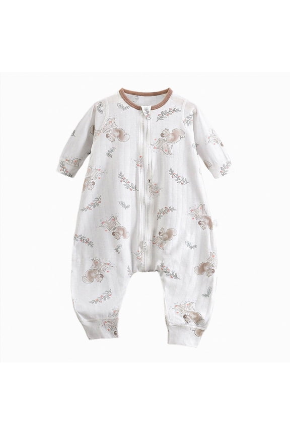 Toddler Fall Winter Pajamas Soft Organic Cotton 9M 12M 2T 3T 4T 5T Footless Long Sleeve PJS Sleepwear Romper(White,3-4 Years)
