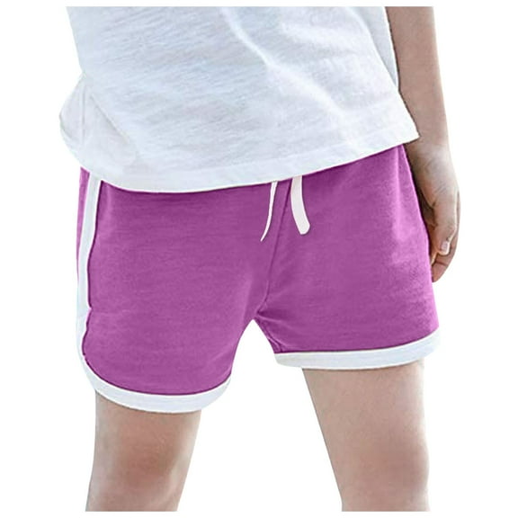 Sopiago Toddler Girl Athletic Shorts Running Gym Cotton Shorts Kids Toddler Workout and Fashion Dolphin Shorts Summer Beach Active Shorts Girls Purple,2-3 Years