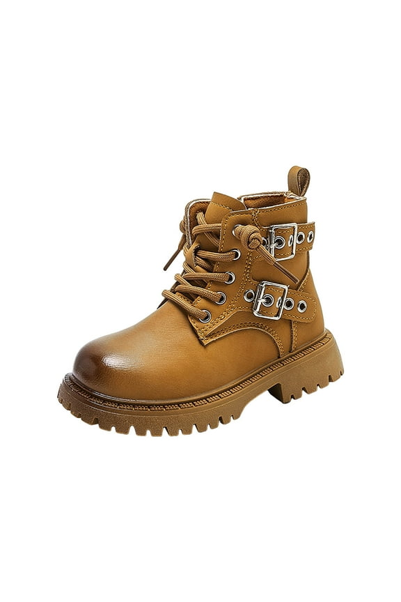 Toddler Girl Boot Kids Unisex Lace Up Outdoor Autumn Winter Shoes Hiking Water Resistant Kids Boots Boys Yellow,12.5