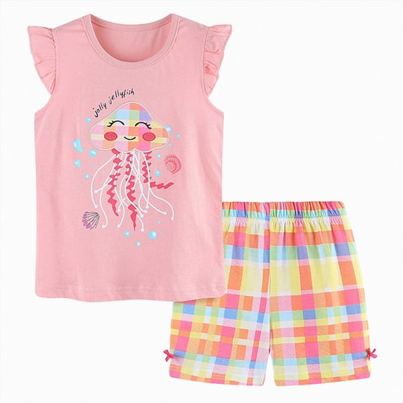 Sopiago Toddler Girl Clothes 2T 3T 4T 5T Summer Outfits Cotton Sleeveless Tank Tops Shorts Little Girls Clothing Set Pink,2-3 Years