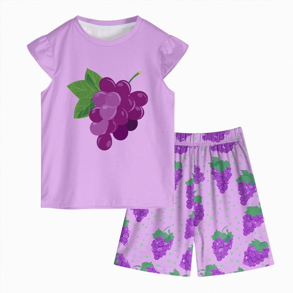 Sopiago Toddler Girl Clothes 2T 3T 4T 5T Summer Outfits Cotton Sleeveless Tank Tops Shorts Little Girls Clothing Set Purple,1-2 Years