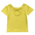 thumbnail image 1 of Sopiago Toddler Girl Cotton Short Sleeve T Shirts Baby Criss Cross Back Shirts Crewneck Summer Tops for Girls Tee Shirts Yellow,6-7 Years, 1 of 5
