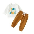 thumbnail image 1 of Sopiago Toddler Girl Outfits Toddler Baby Clothes Sweatshirt Pants 2 Piece Set Letter Print Long Sleeve Top Baby Clothing Set Boy Coffee,0-6 Months, 1 of 6