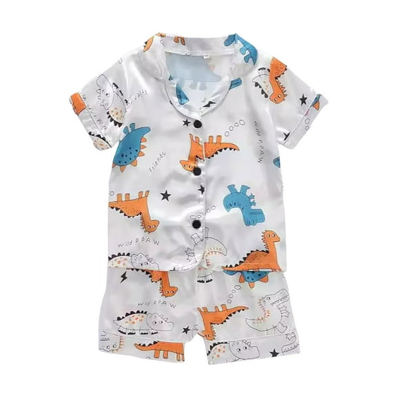 Sopiago Toddler Girl Pajamas Floral Silk Pajamas for Baby Girl Short Sleeve Button-Up Top Shorts Summer 2PC Flowers Satin Pajamas Set for Girls Orange,3-4 Years