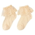 thumbnail image 1 of Sopiago Toddler Girl Ruffle Ankle Socks Double Lace Frilly Socks for Princess Dress Outfits Cotton Socks for Girls 1-3 Years,Beige, 1 of 3