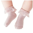thumbnail image 1 of Sopiago Toddler Girl Ruffle Ankle Socks Double Lace Frilly Socks for Princess Dress Outfits Cotton Socks for Girls 1-3 Years,Light Pink, 1 of 7