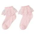 thumbnail image 1 of Sopiago Toddler Girl Ruffle Ankle Socks Double Lace Frilly Socks for Princess Dress Outfits Cotton Socks for Girls 6-8 Years,Pink, 1 of 3