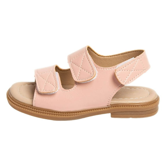 Sopiago Toddler Girl Sandals Summer Shoes Open Toe Elastic Back Strap Flats for Girls Sandals Pink,2 (Toddler/Little Kid/Big Kid)