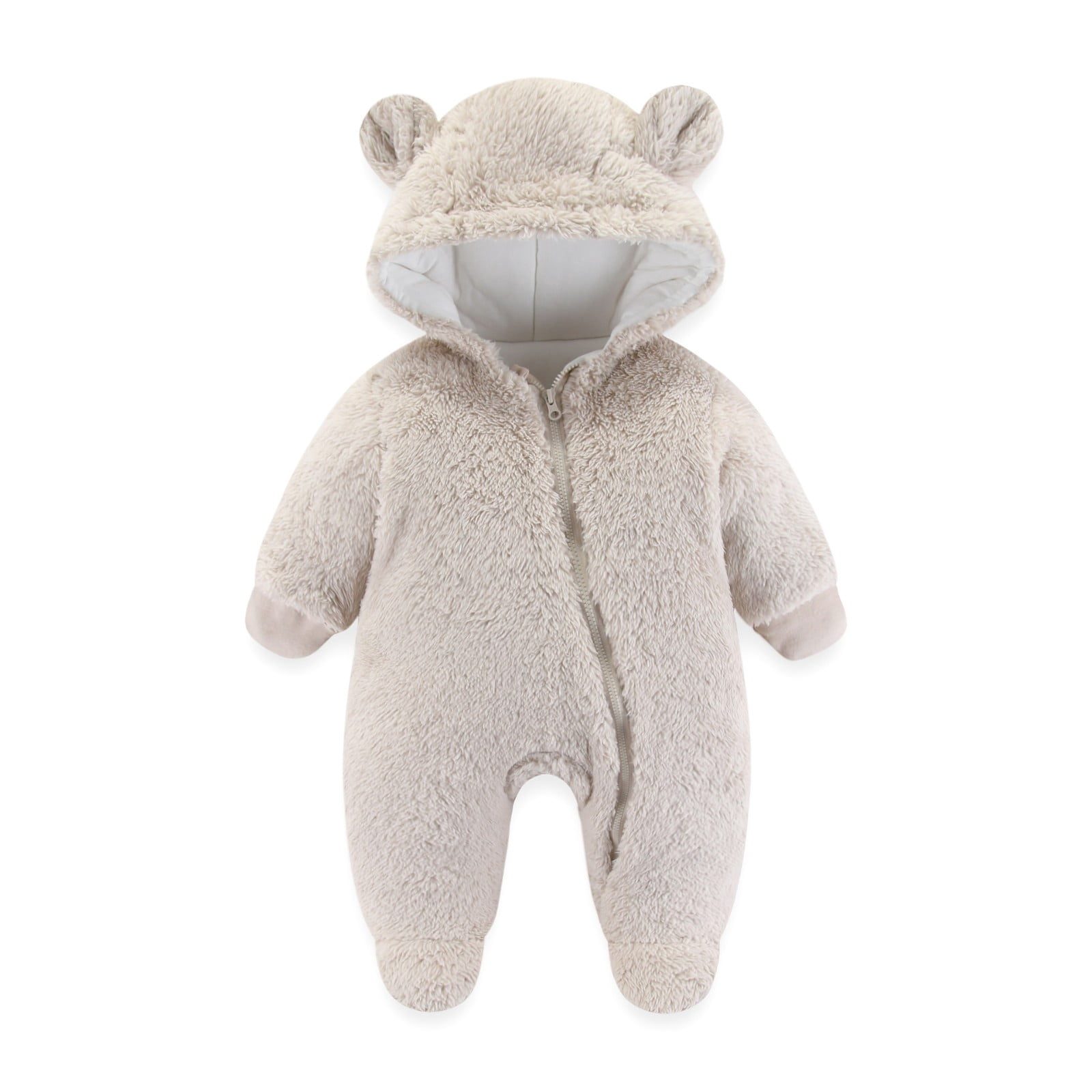 Sopiago Toddler Girl Snowsuit Baby Girl Coat Baby Bear Onesie Outfit Suit Girls Boys Fleece Jumpsuit Romper Hooded Winter Clothes White,6-9 Months