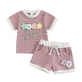 thumbnail image 1 of Sopiago Toddler Girl Summer Outfits Baby Girl Embroidered Flowers Short Sleeve T Shirts Shorts Set Cute Baby Clothes for Girls Red,6-9 Months, 1 of 6