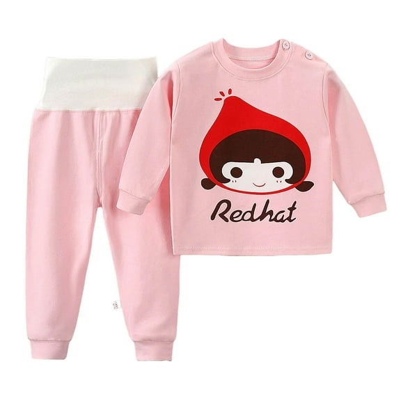 Sopiago Toddler Girls Pajamas 2 Piece Cartoon Printed Set Sleepwear Striped Clothes Baby Pajamas Boy Watermelon Red,0-3 Months