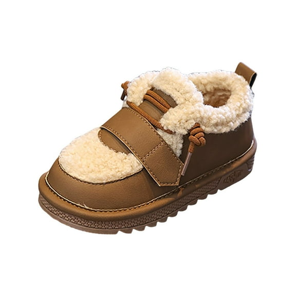 Sopiago Toddler Girls Tennis Shoes New Pattern Cute Fleece Lining Breathable Comfortable Sports Shoes Four Seasons Casual Hook Loop Sneakers Girls Brown (Toddler/Little Kid/Big Kid),9.5