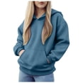 thumbnail image 1 of Sopiago Toddler Hoodies Girls Girls Pullover Clothes Crewneck Solid Color Casual Long Sleeve Top Fall Teen Girl Hooded Sweatshirt Dark Blue,2-3 Years, 1 of 4