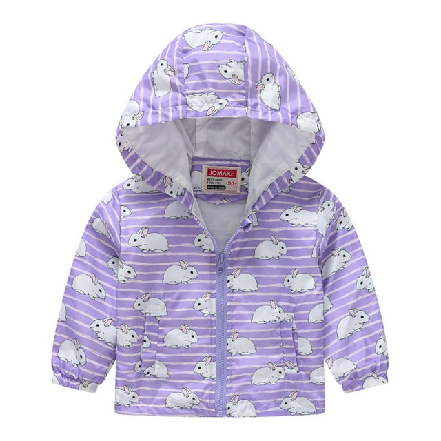 Sopiago Toddler Jacket with Hooded Cartoon Lightweight Baby Girls Boys Spring Windbreaker Outerwear for Easter Rabbit Kids White,18-24 Months