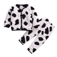 thumbnail image 1 of Sopiago Toddler Kids Baby Girl Solid Long Sleeve Button Shirt Top and Pants Coral fleece 2Piece Pajamas Set Black,18-24 Months, 1 of 4