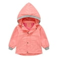 thumbnail image 1 of Sopiago Toddler Kids Zip Rain Jacket Girls Hooded Coat Casual Lightweight Waterproof Windbreaker Watermelon Red,4-5 Years, 1 of 4