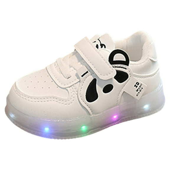 Sopiago Baby Girls Boys Shoes Breathable Light Up Walking Shoes Lightweight LED Flashing Sneakers Cute First Walkers White,6-12 Months