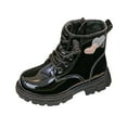 thumbnail image 1 of Sopiago Toddler Work Boots Boys Girls Side Zipper Lace Up Work Boots Combat Toddler Boots Girl Black,12, 1 of 7