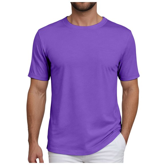 Sopiago Tshirt for Men Short Sleeve Soft Crew Neck Lightweight Tee Shirts Casual Summer Basic Tops Purple,XL