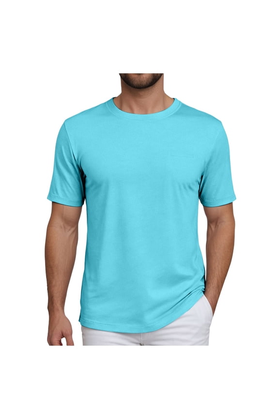 Tshirts for Men Short Sleeve Soft Crew Neck Lightweight Tee Shirts Casual Summer Basic Tops Light Blue,XL