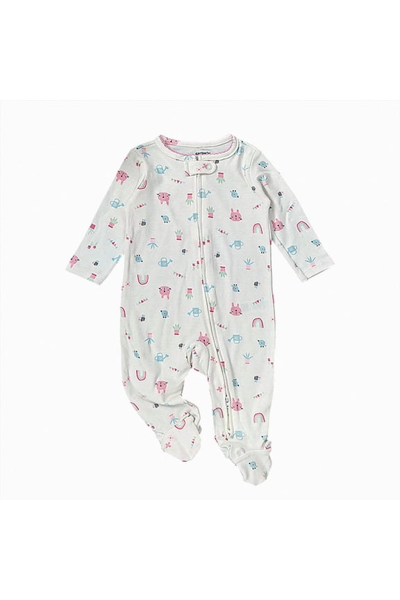 Unisex Baby Pajamas 3T 6T 9T 12T Organic Cotton Cute Footed PJs Infant Baby Fall Winter Outfits(White,0-3 Months)