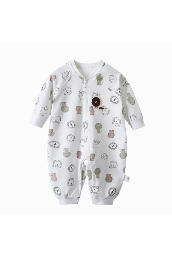 Unisex Newborn Pajamas Cotton Solid Color Long Sleeve Jumpsuit Pjs Infant Fall Winter Clothing Set(White,6-9 Months)
